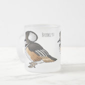 フード付きメルガンザー鳥の漫画イラストレーション フロストグラスマグカップ (正面左)