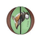 フード付きメルガンザー鳥の漫画イラストレーション ミニバスケットボール (縦)