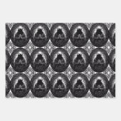 フード付き姿イン白黒 ラッピングペーパーシート (正面3)