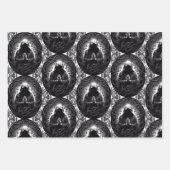 フード付き姿イン白黒 ラッピングペーパーシート (正面2)