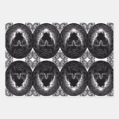 フード付き姿イン白黒 ラッピングペーパーシート (正面)