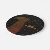 フード付き死神ハロウィン飛んでいるこうもり ペーパープレート (アングル)