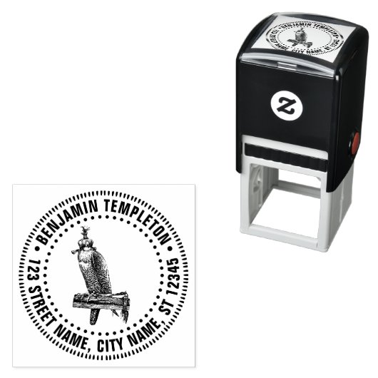 フード付き《鳥》ハヤブサ猛禽名差出人住所 セルフインキングスタンプ (インサイチュ)