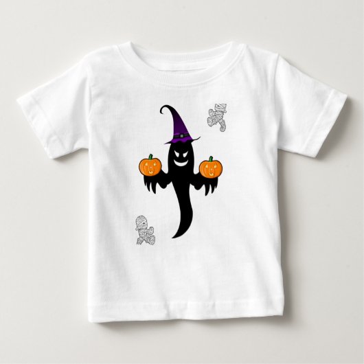 フード付ハロウィーン幼児 ベビーTシャツ (正面)