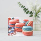 フード写真 赤 白 青 愛国的なマカロン ポストカード (スタンド正面)