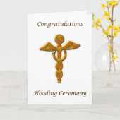 フード式金ゴールド医療記号おめでとう カード (黄色い花)