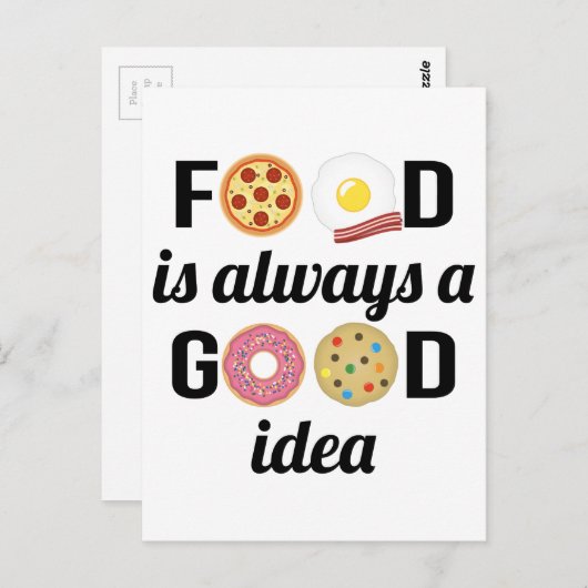フード恋人I - "食べ物は常に良いアイディア"引用文 ポストカード (正面/裏面)