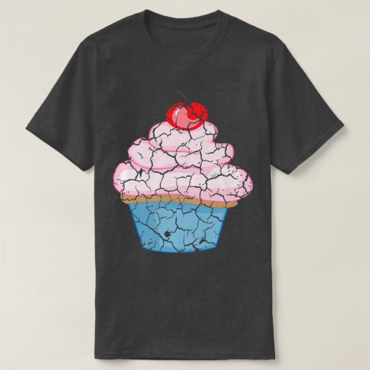 フード料理グルメカップケーキ悩みTシャツ Tシャツ (デザイン正面)