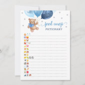 フード絵文字ゲーム青テディベアカード 招待状 (正面)