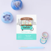 フード通りカップケーキ甘いデザート チラシ (シングル)