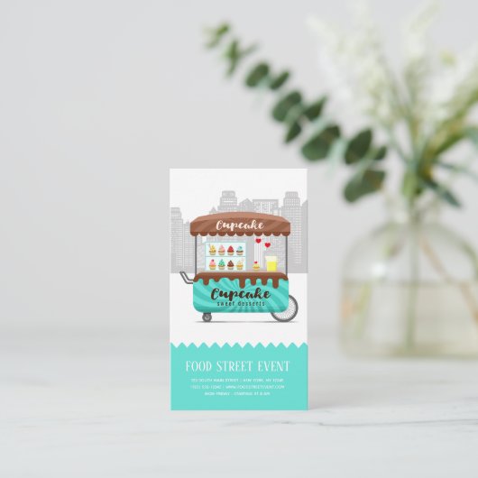 フード通りカップケーキ甘いデザート 名刺 (スタンド正面)