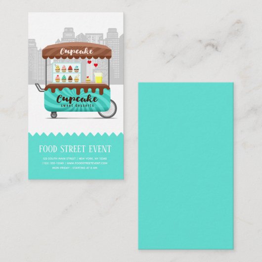 フード通りカップケーキ甘いデザート 名刺 (正面/裏面)