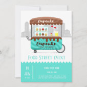 フード通りカップケーキ甘いデザート 招待状 (正面)