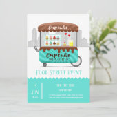 フード通りカップケーキ甘いデザート 招待状 (スタンド正面)