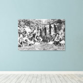 フード運河で犬と鹿ハンター キャンバスプリント (インサイチュ (ウッドフロア))