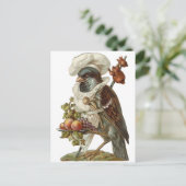 フード&シェフハット付き鳥 ポストカード (スタンド正面)