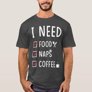 フード+ナップ+コーヒー 楽しい Tシャツ