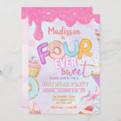 フーバースイートガール4thバースデー招待状 招待状 (正面/裏面)