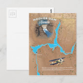 フーバーダムネバダの地図 ポストカード (正面/裏面)