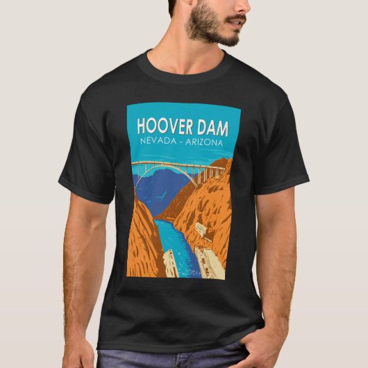 フーバーダム アリゾナ ネバダ イラスト 旅行アート Tシャツ (正面)