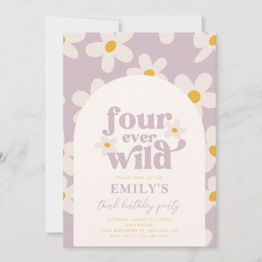 フーバーワイルドデイジー誕生日招待状 招待状 (正面)