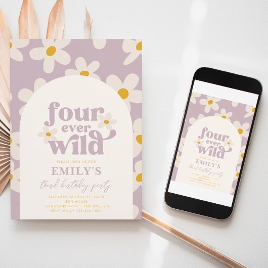 フーバーワイルドデイジー誕生日招待状 招待状