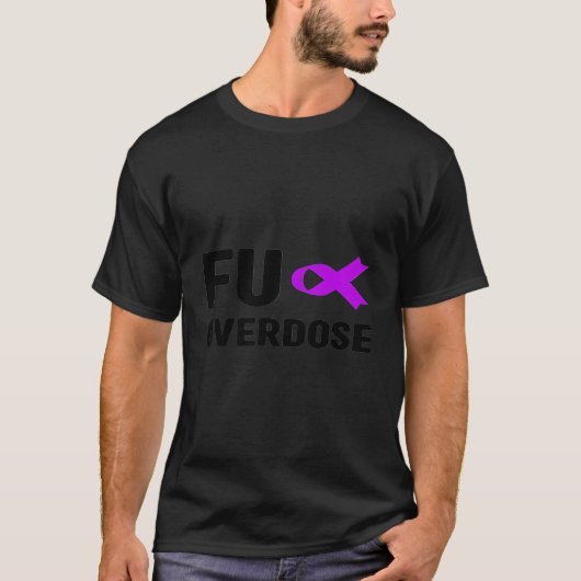 フーパープルリボンオーバードーズ認識度戦士ストロング Tシャツ (正面)