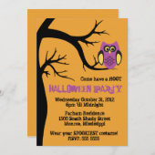 フーフクロウハローウィンパーティ招待状 招待状 (正面/裏面)