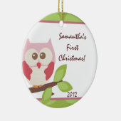 フーフクロウ森林ウッドランパーソナライズされたネームオーナメント セラミックオーナメント (右)