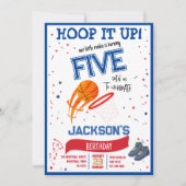 フープそれを小さなルーキーバスケットボール誕生日 招待状 (正面)