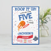 フープそれを小さなルーキーバスケットボール誕生日 招待状 (スタンド正面)