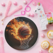 フープの中で燃えるバスケットボール ペーパープレート (パーティー)