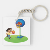 フープ遊おもしろいスポーツとキッズバスケットボール キーホルダー (裏面)