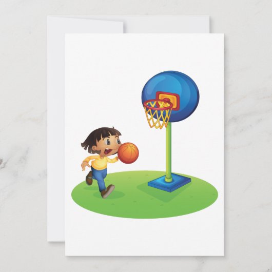 フープ遊おもしろいスポーツとキッズバスケットボール 招待状 (正面)
