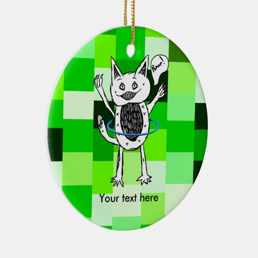 フープ遊付きのおもしろいを持つ怪物 セラミックオーナメント (右)