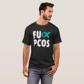 フーポリ嚢胞性卵巣症候群ティール(緑がかった色)リボン – Pcos Tシャツ (正面フル)