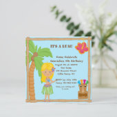 フーラ・ブロンド・ガール・ルアウ広場　誕生日招待状 招待状 (スタンド正面)