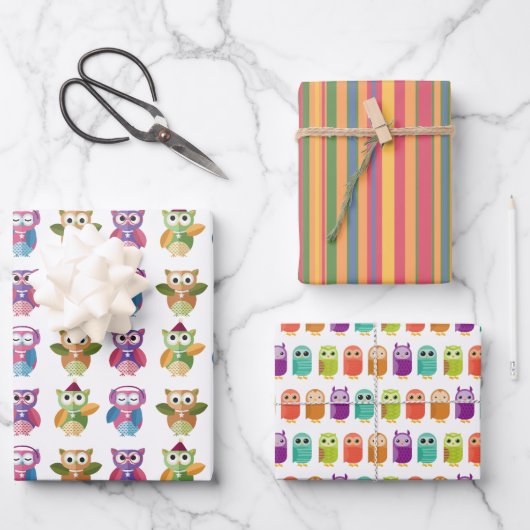 フールとストライプ紙2枚 ラッピングペーパーシート (正面)