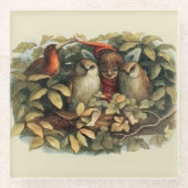 フールと小妖精や小人妖精自然イラストレーション ガラスコースター (正面)