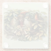 フールと小妖精や小人妖精自然イラストレーション ガラスコースター (裏面)