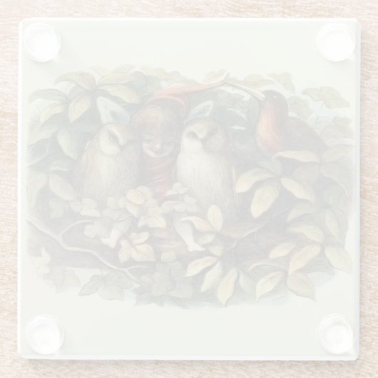 フールと小妖精や小人妖精自然イラストレーション ガラスコースター (裏面)