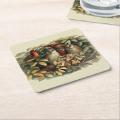 フールと小妖精や小人妖精自然イラストレーション スクエアペーパーコースター (アングル)