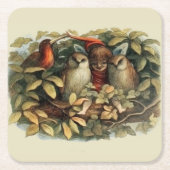 フールと小妖精や小人妖精自然イラストレーション スクエアペーパーコースター (正面)