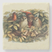 フールと小妖精や小人妖精自然イラストレーション ストーンコースター (正面)