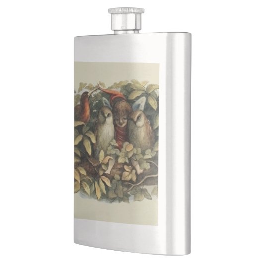 フールと小妖精や小人妖精自然イラストレーション フラスク (左)