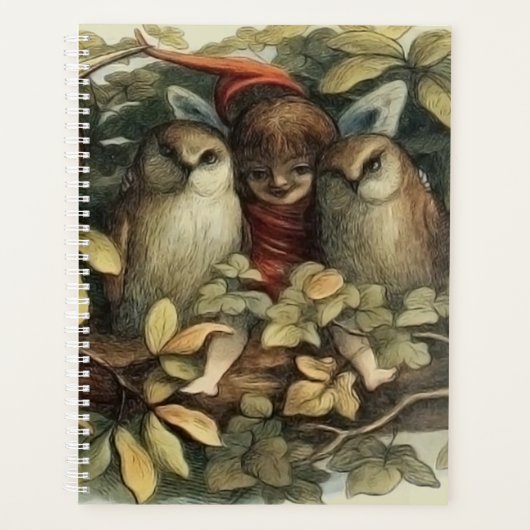 フールと小妖精や小人妖精自然イラストレーション プランナー手帳 (正面)