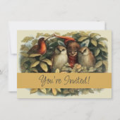 フールと小妖精や小人妖精自然イラストレーション 招待状 (正面)
