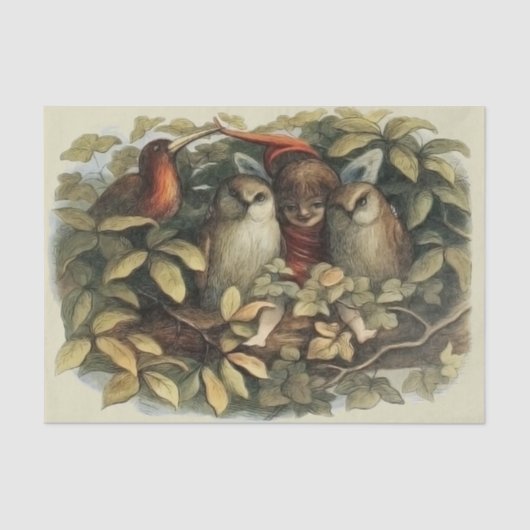 フールと小妖精や小人妖精自然イラストレーション 薄葉紙 (正面)