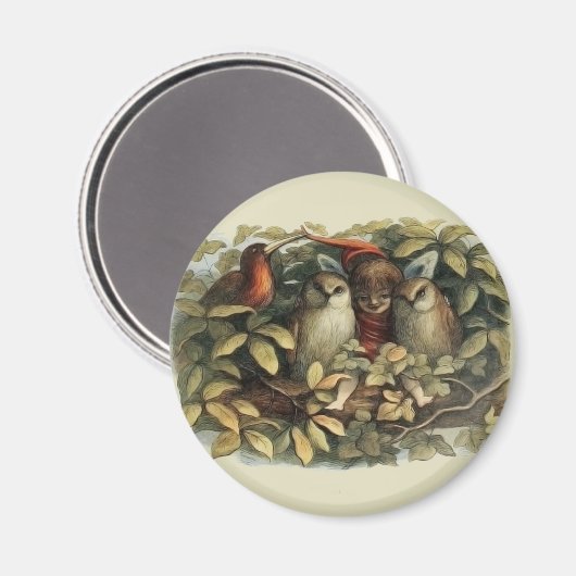 フールと小妖精や小人妖精自然リッチイラストレーション マグネット (正面/裏面)