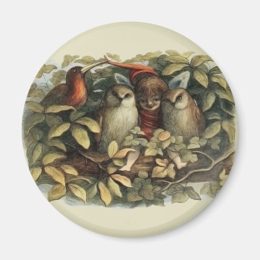 フールと小妖精や小人妖精自然リッチイラストレーション マグネット (正面)